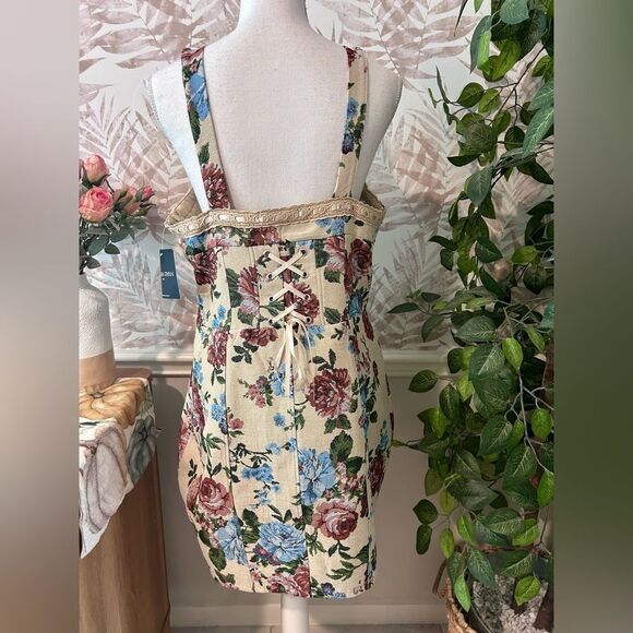 🆕 NWT Dylan Ryan NYC Tapestry Print Lace-Up Coquette Mini Dress Size XL Juniors - Picture 5 of 12